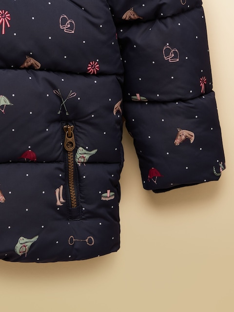 joules Girls' Emmeline Navy Horse Showerproof Padded Coat
