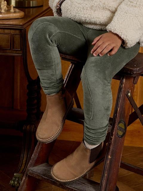 Joules Girls' Giddy Up Khaki Green Stretch Cord Legging