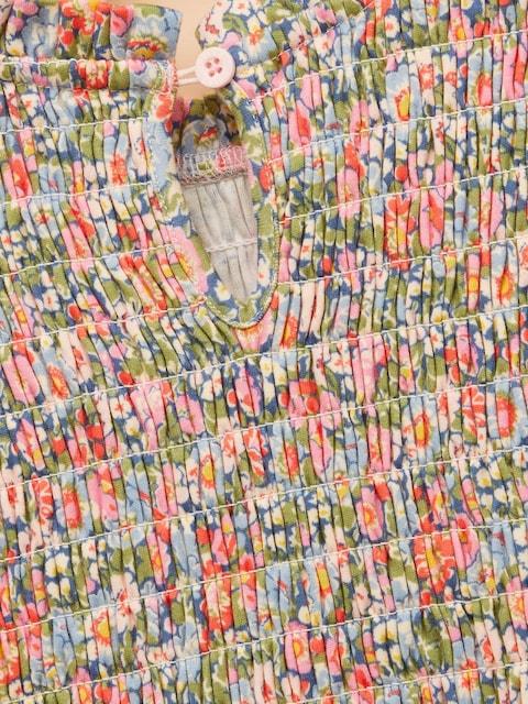 joules Girls' Gracie Multi Ditsy Shirred Long Sleeved Printed Jersey Dress