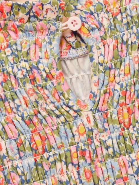 joules Girls' Gracie Pink Ditsy Long Sleeve Shirred Top