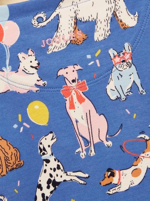joules Girls' Harbour Blue Dogs Long Sleeve Jersey Top
