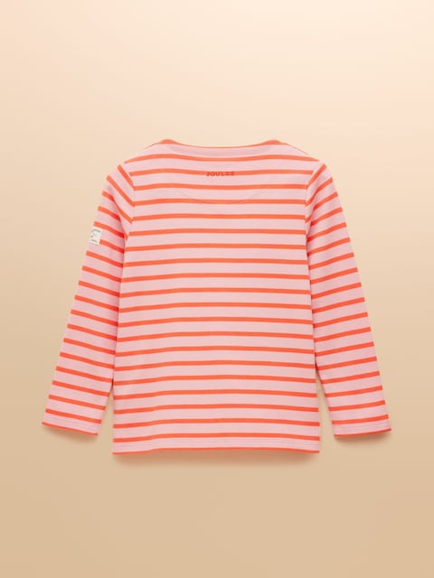 Joules Girls' Harbour Pink And Orange Stripe Long Sleeve Jersey Top