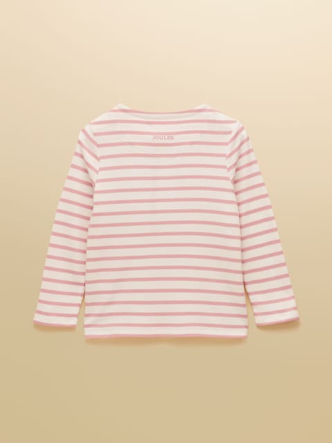 Joules Girls' Harbour Pink & Cream Long Sleeve Jersey Top