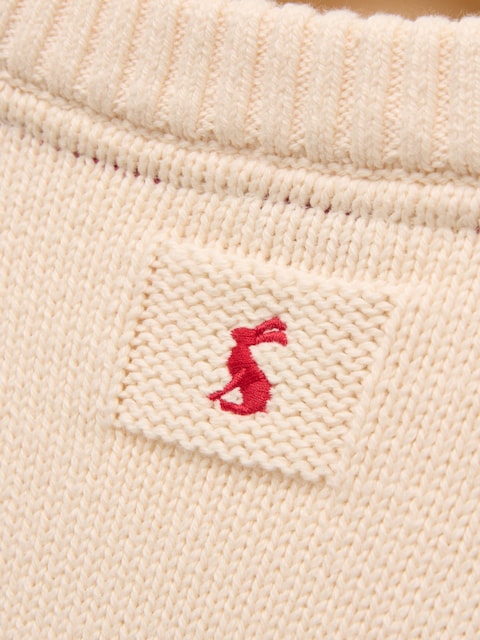 joules Girls' Hattie Cream Horse Intarsia Horse Jumper
