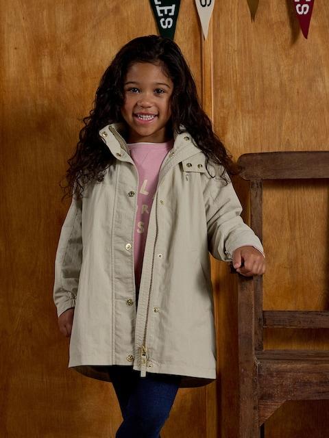 Joules Girls' Meadow Stone Longline Showerproof Coat