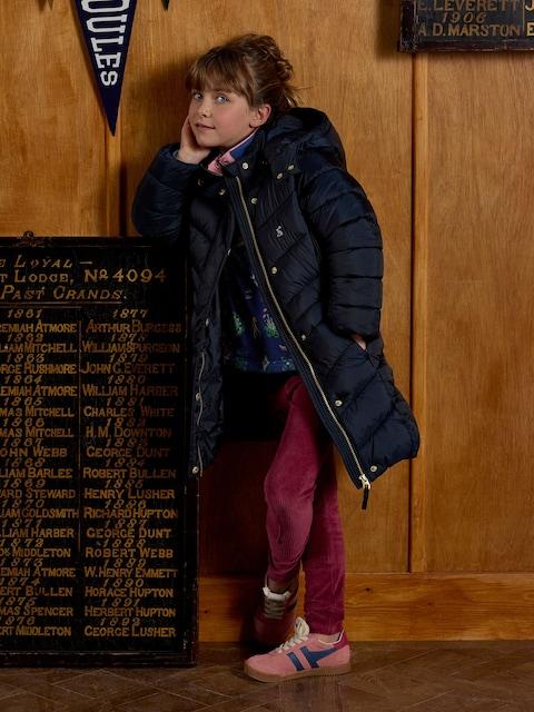 Joules Girls' Pembury Navy Blue Showerproof Padded Coat