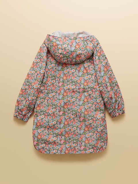 Joules Girls' Rainford Pink Ditsy Waterproof Packable Raincoat