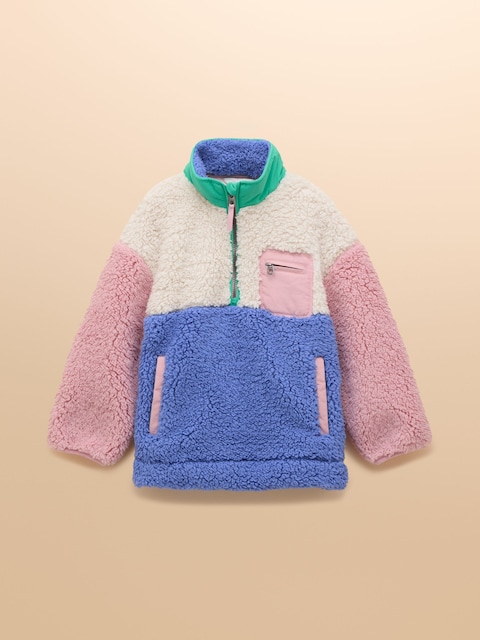 Joules Girls' Tilly Blue Colourblock Quarter Zip Fleece