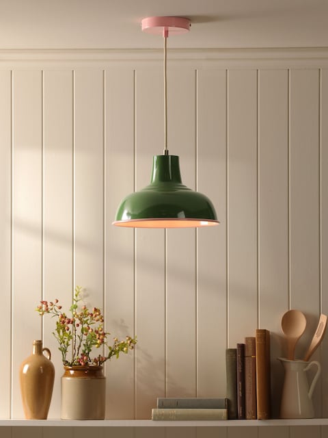 Joules Green Pink Hatfield Industrial Pendant Ceiling Light