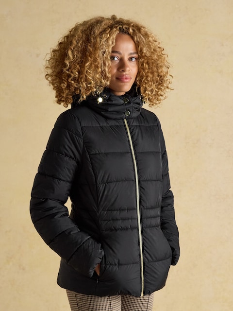 Joules Hadlow Black Showerproof Padded Coat With Hood
