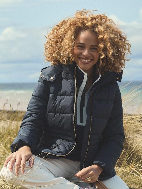 Joules Hadlow Navy Showerproof Padded Coat With Hood