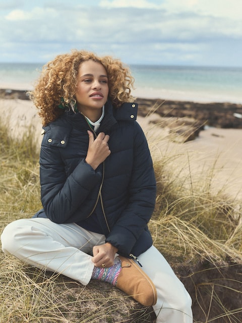 Joules Hadlow Navy Showerproof Padded Coat With Hood