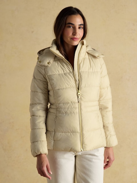 Joules Hadlow Neutral Showerproof Padded Coat With Hood