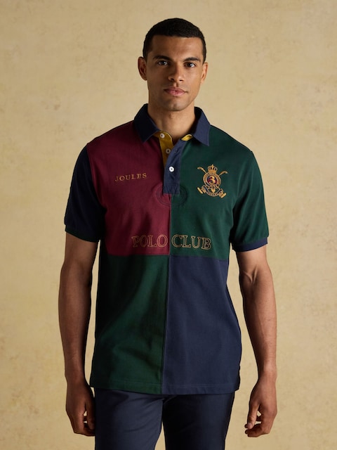 Joules Harlequin Green/Navy Classic Fit Cotton Polo Shirt
