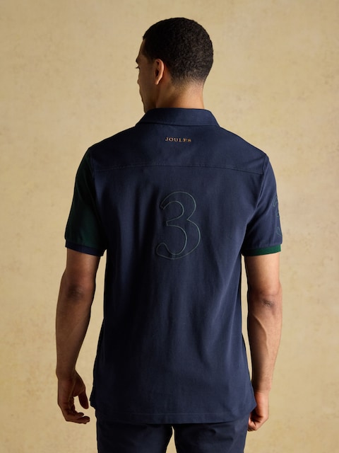 Joules Harlequin Green/Navy Classic Fit Cotton Polo Shirt