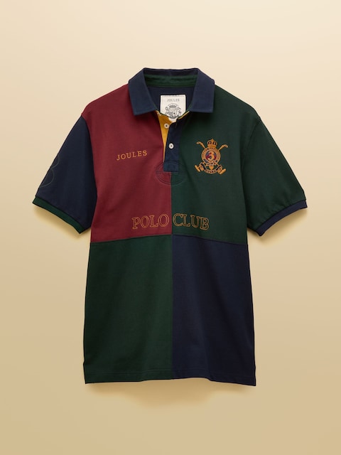 joules Harlequin Green/Navy Classic Fit Cotton Polo Shirt