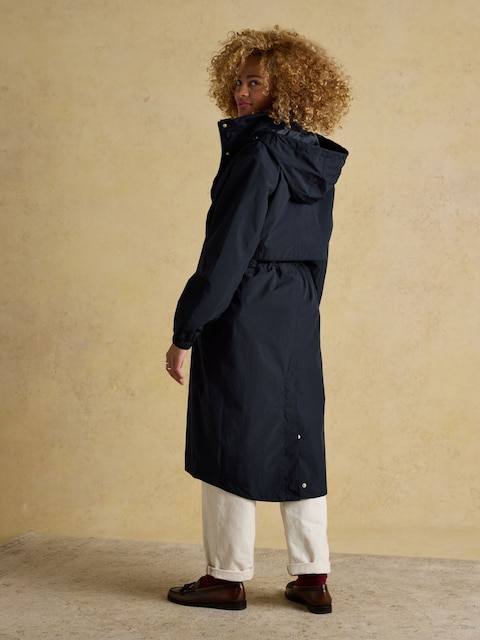 Joules Hensley Navy Longline Waterproof Coat With Packable Hood
