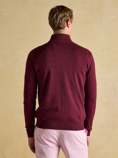 Joules Hillside Burgundy Quarter Zip Knitted Jumper