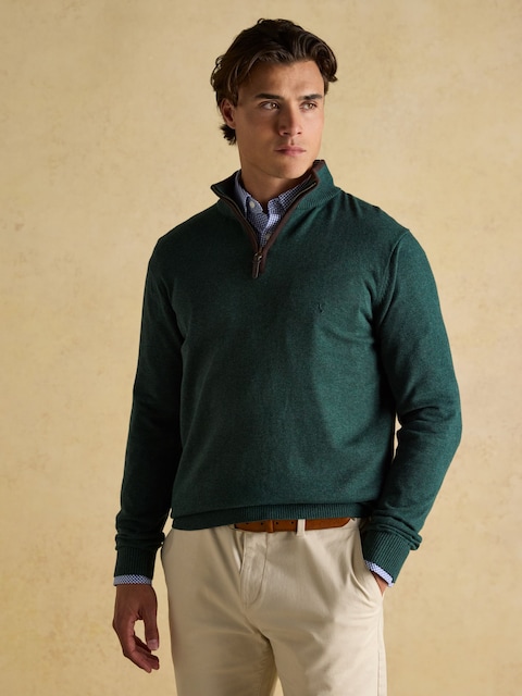 Joules Hillside Dark Green Quarter Zip Knitted Jumper