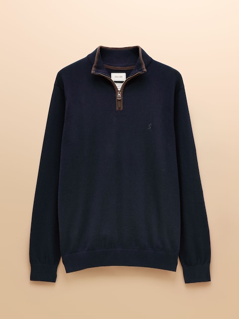 joules Hillside Navy Blue Quarter Zip Knitted Jumper