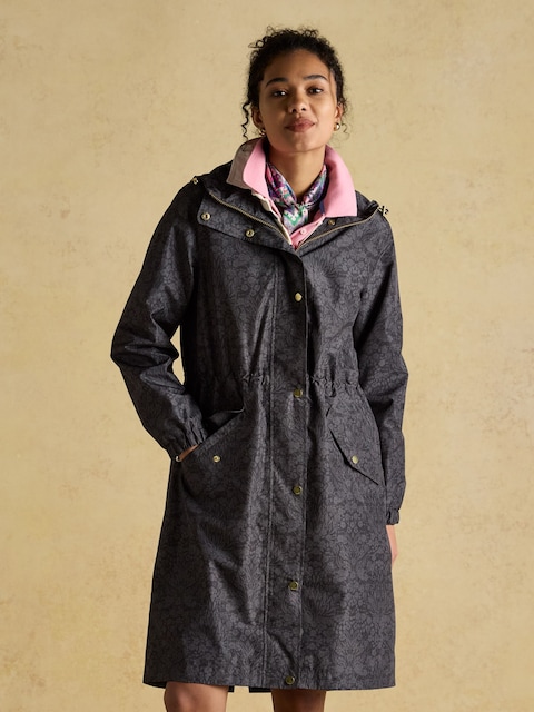 Joules Holkham Black Waterproof Packable Raincoat With Hood