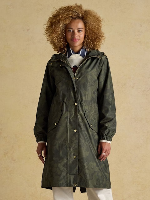 Joules Holkham Green Waterproof Packable Raincoat With Hood