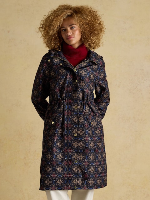 Joules Holkham Horse Tack Navy Waterproof Packable Raincoat With Hood