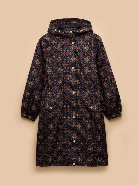 joules Holkham Horse Tack Navy Waterproof Packable Raincoat With Hood