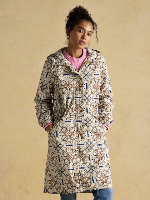 Joules Holkham Horse Tack Stone Waterproof Packable Raincoat With Hood