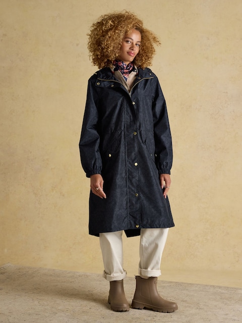 Joules Holkham Navy Waterproof Packable Raincoat With Hood