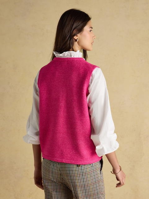 Joules Holly Fushsia Pink Button Through Knitted Vest