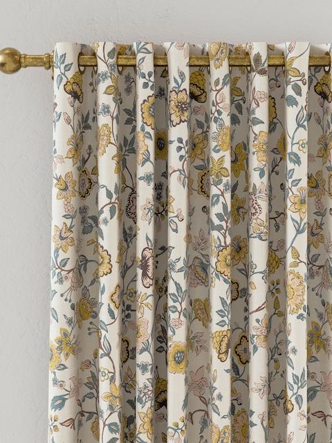 Joules Indienne Floral Set Of 2 Yellow Blackout Eyelet Curtains