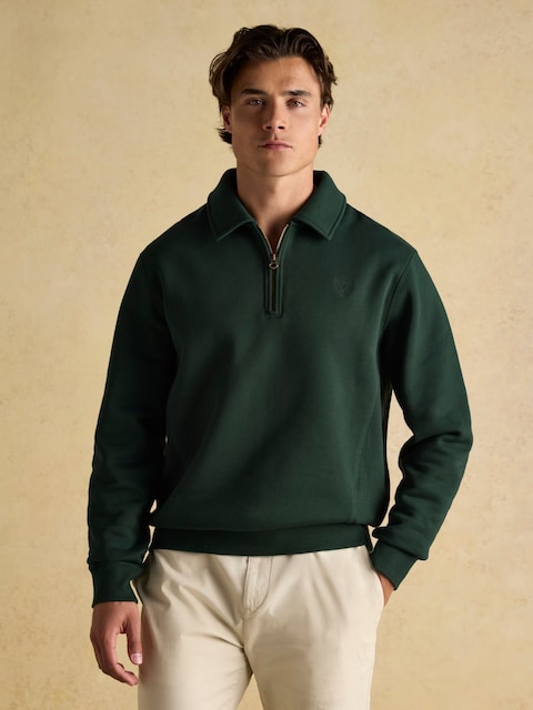Joules Jenkins Green Brushed Cotton Quarter Zip Sweatshirt
