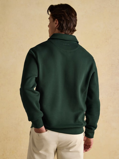 Joules Jenkins Green Brushed Cotton Quarter Zip Sweatshirt