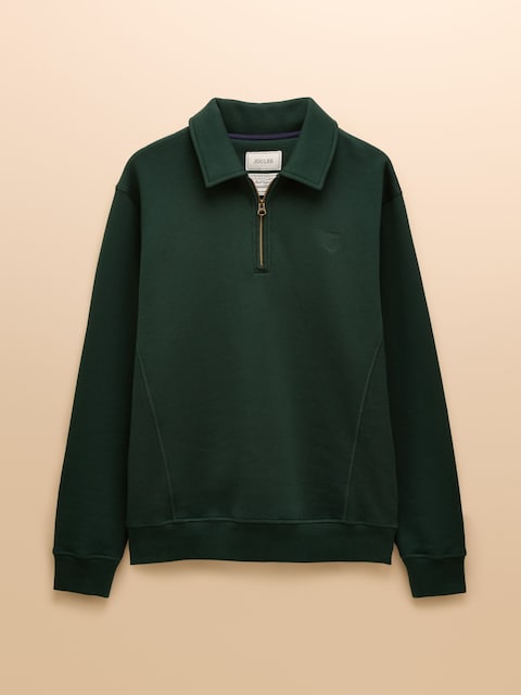 joules Jenkins Green Brushed Cotton Quarter Zip Sweatshirt