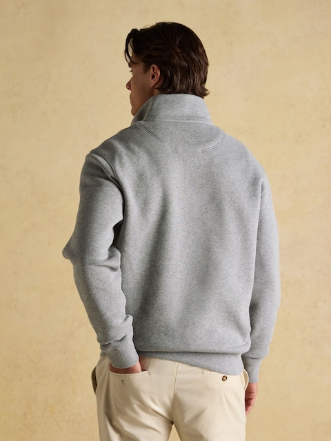 Joules Jenkins Grey Brushed Cotton Quarter Zip Sweatshirt
