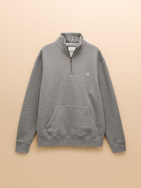 joules Jenkins Grey Brushed Cotton Quarter Zip Sweatshirt
