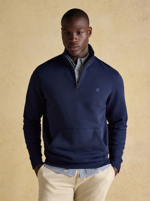 Joules Jenkins Navy Brushed Cotton Quarter Zip Sweatshirt