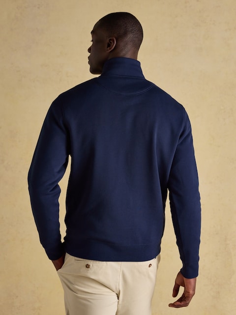 Joules Jenkins Navy Brushed Cotton Quarter Zip Sweatshirt