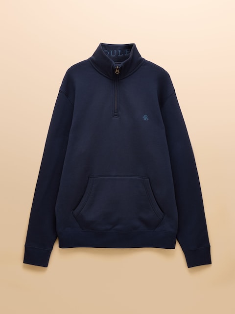 joules Jenkins Navy Brushed Cotton Quarter Zip Sweatshirt