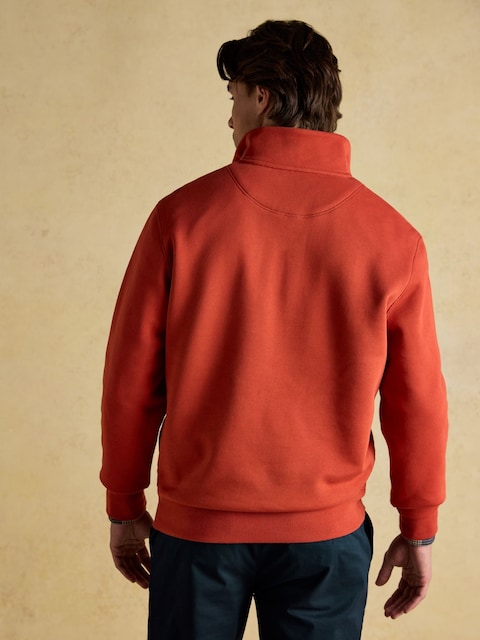 Joules Jenkins Orange Brushed Cotton Quarter Zip Sweatshirt