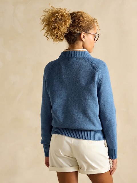 Joules Jonty Blue Intarsia Cotton-Rich Crew Neck Jumper