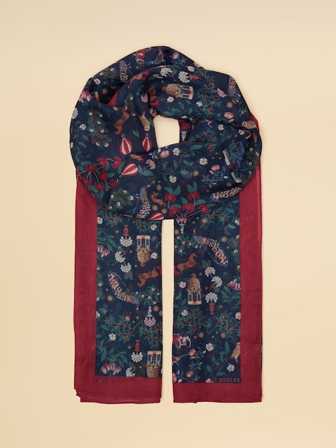 joules Abberton Navy Lightweight Printed Scarf