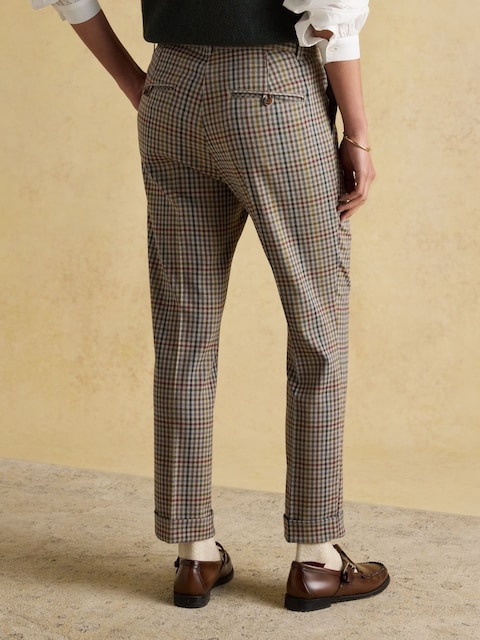 Joules Ada Grey Check Relaxed Tweed Trousers