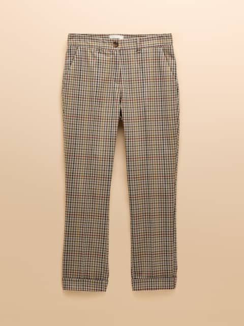 Joules Ada Grey Check Relaxed Tweed Trousers