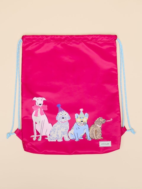 Joules Adventurer Pink Dog Drawstring Bag
