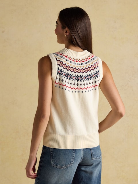 Joules Alba Cream Fairisle Cotton Rich Vest