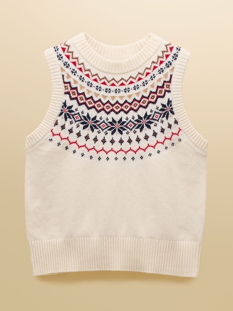 joules Alba Cream Fairisle Cotton Rich Vest