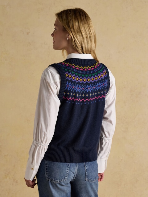 Joules Alba Navy Fairisle Cotton Rich Vest