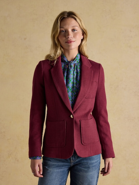 Joules Albury Burgundy Red Cotton Rich Blazer